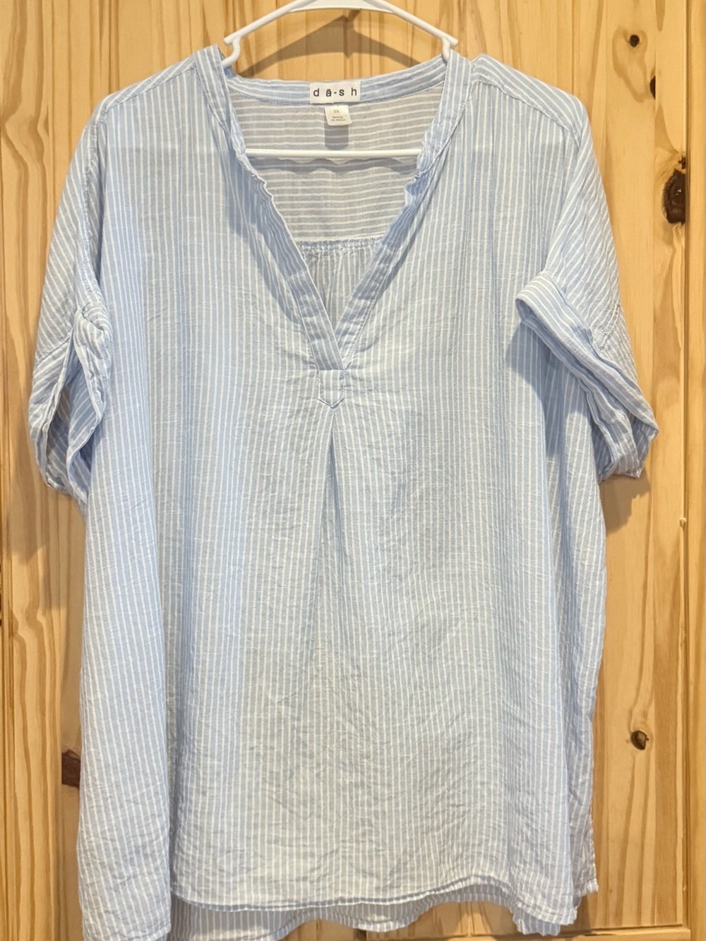 Light Blue Striped Men's Casual Button-Down Shirt